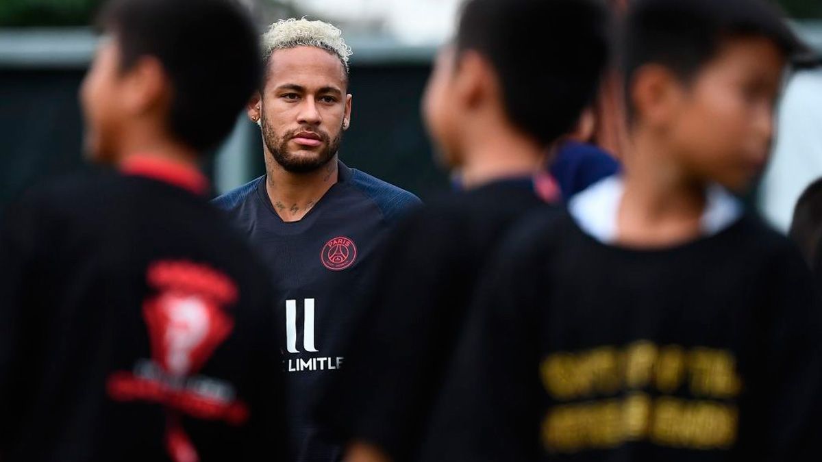 Neymar en un entrenamiento de pretemporada del PSG