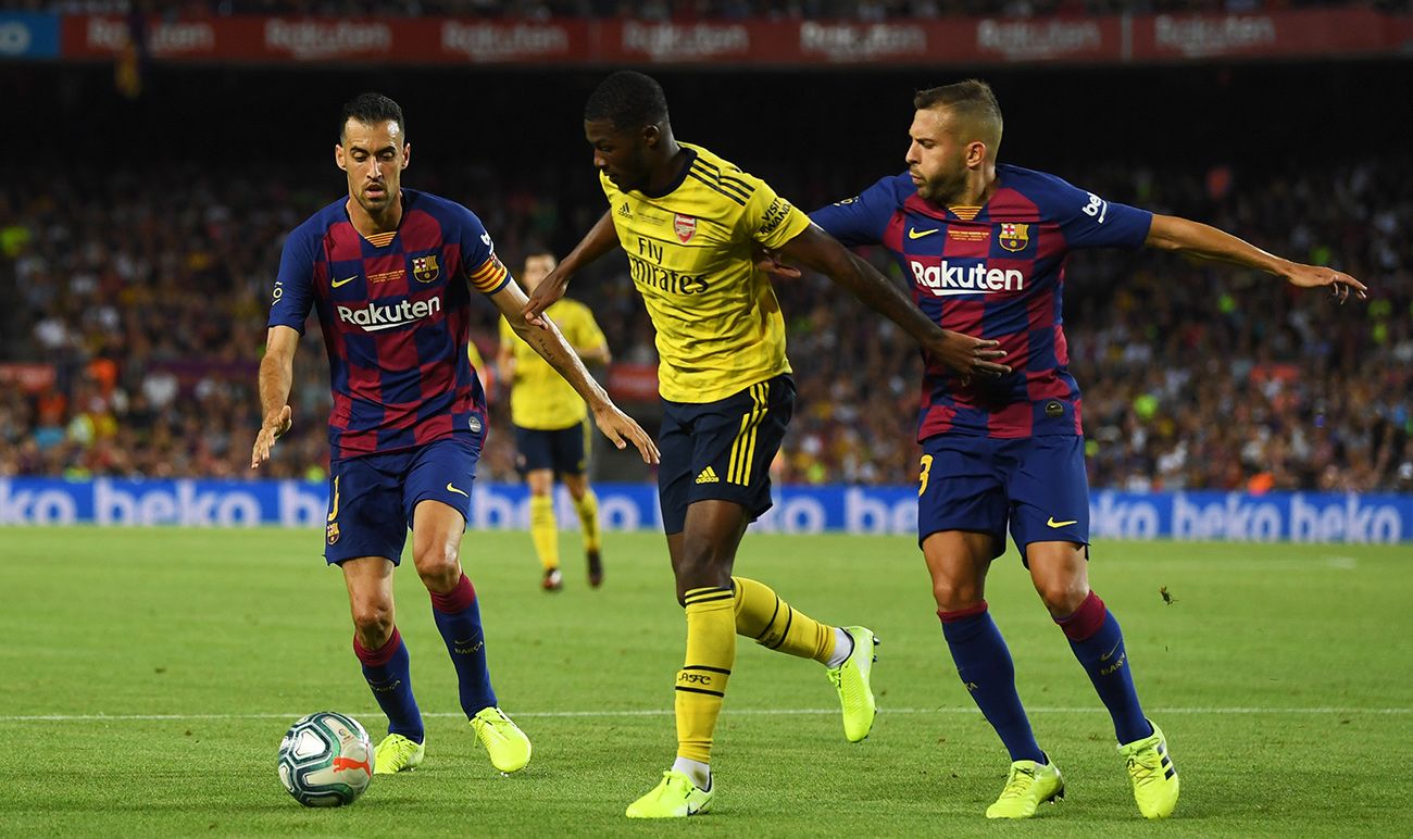 Maitland-Niles, durante el Gamper contra el FC Barcelona