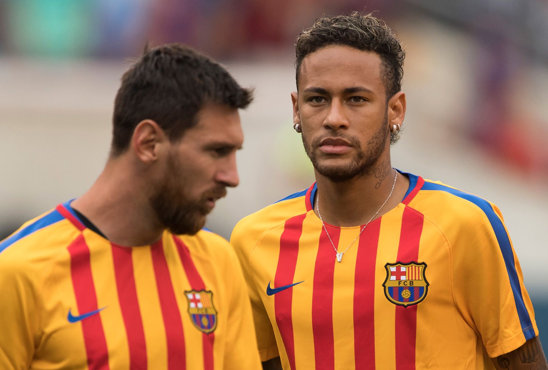 Neymar y Messi en un entrenamiento con el FC Barcelona