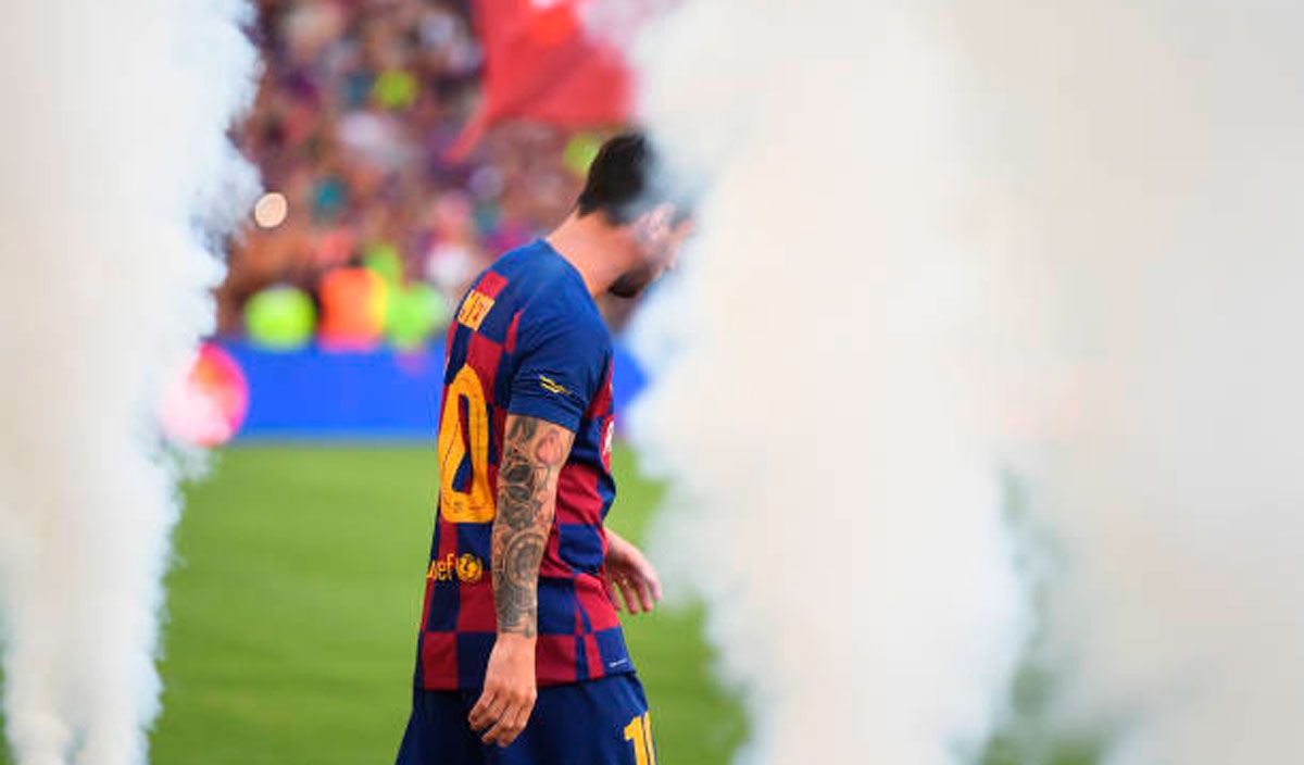 Lionel Messi, during the presentation of Barça