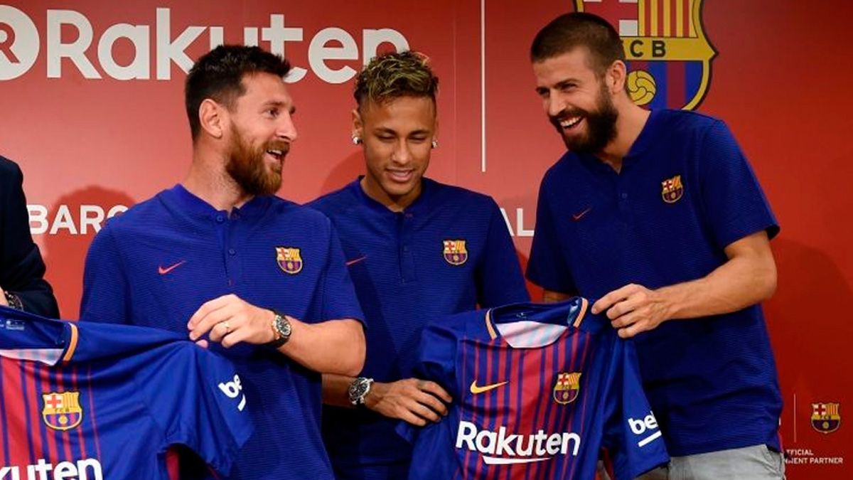 Gerard Piqué y Neymar en un acto del Barça en 2017