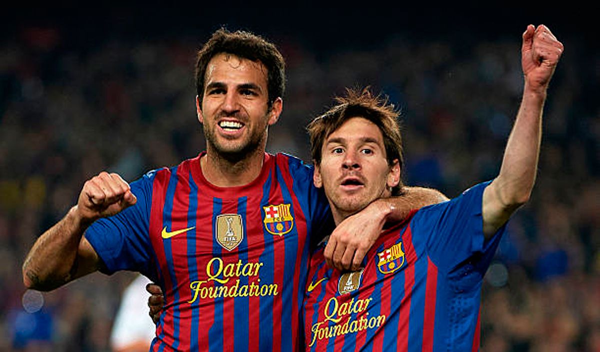 Cesc Fàbregas, junto a Leo Messi