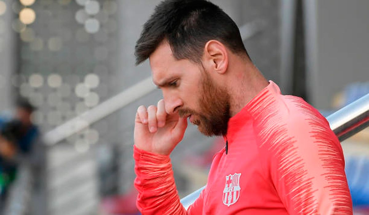 Leo Messi, during a training