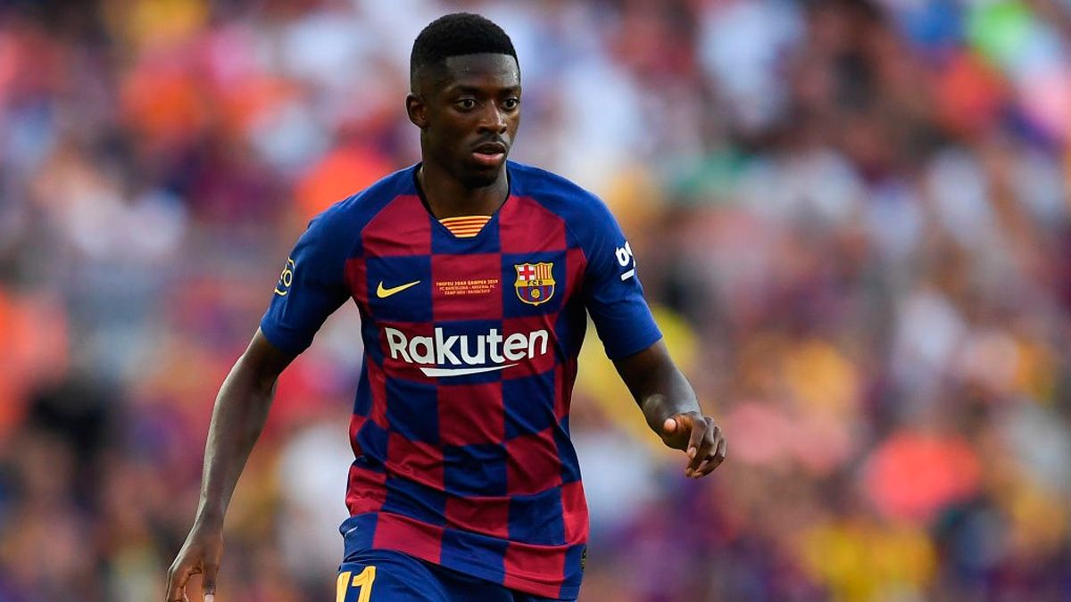 Ousmane Dembélé en un partido de pretemporada del Barça