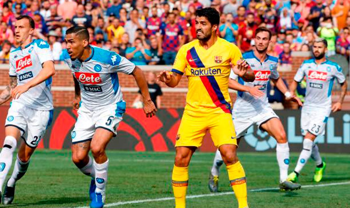 Luis Suárez, durante el Barça-Nápoles