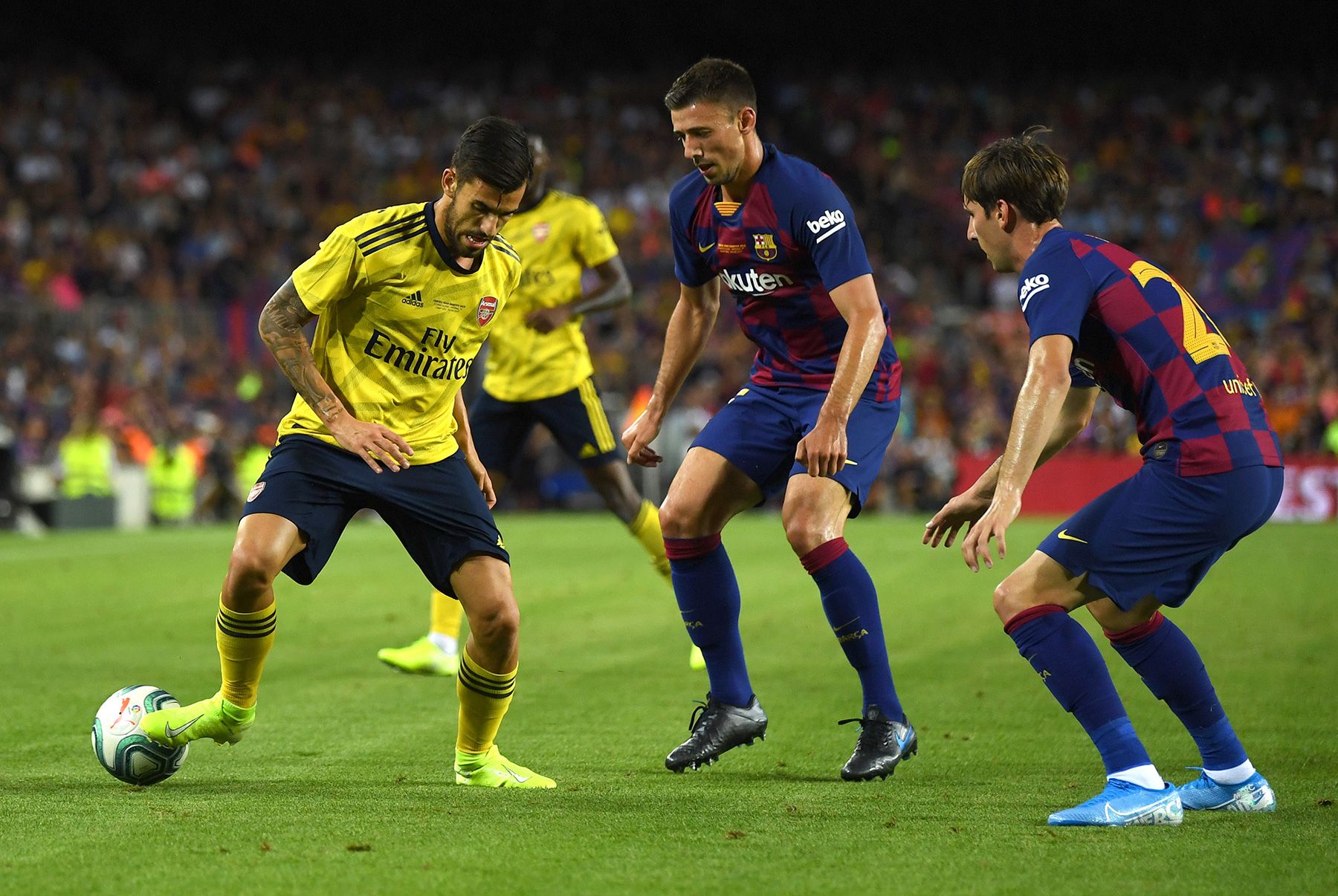 Juan Miranda en el partido del Gamper contra el Arsenal