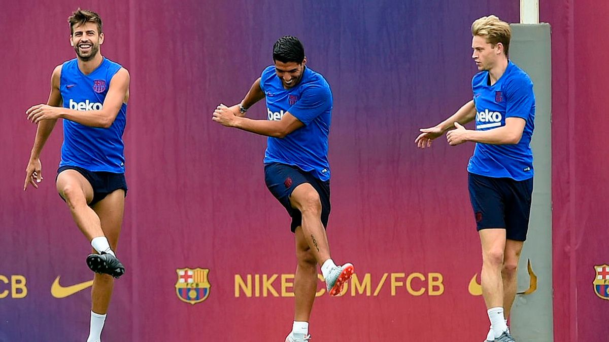 Frenkie de Jong en un entrenamiento del Barça