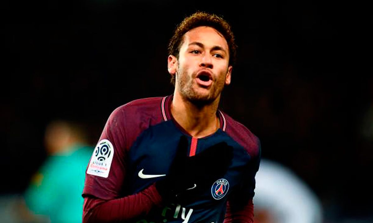 Neymar, celebrating a goal with PSG