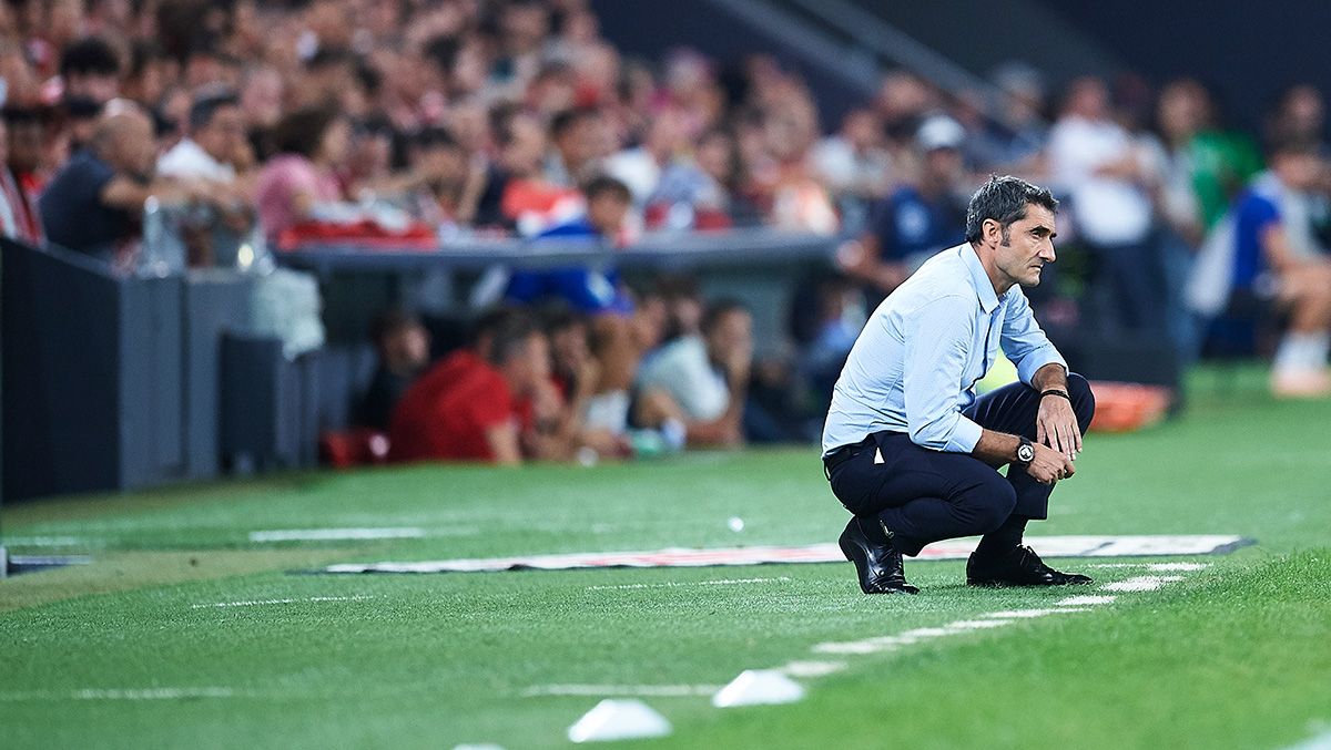 Ernesto Valverde, during the match against Athletic in San Mamés