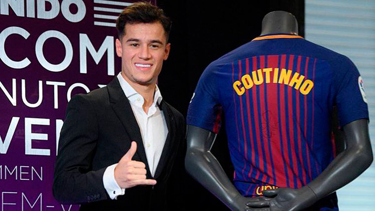 Coutinho, during his presentation with Barcelona