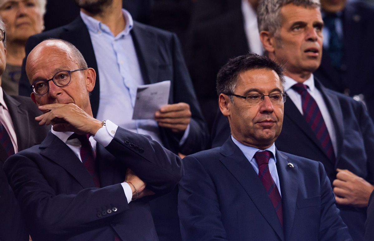 Josep Maria Bartomeu y Cardoner, antes de un partido del Barça