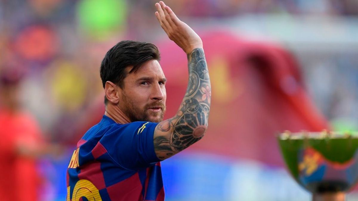Leo Messi en la presentación oficial del Barça 2019-20