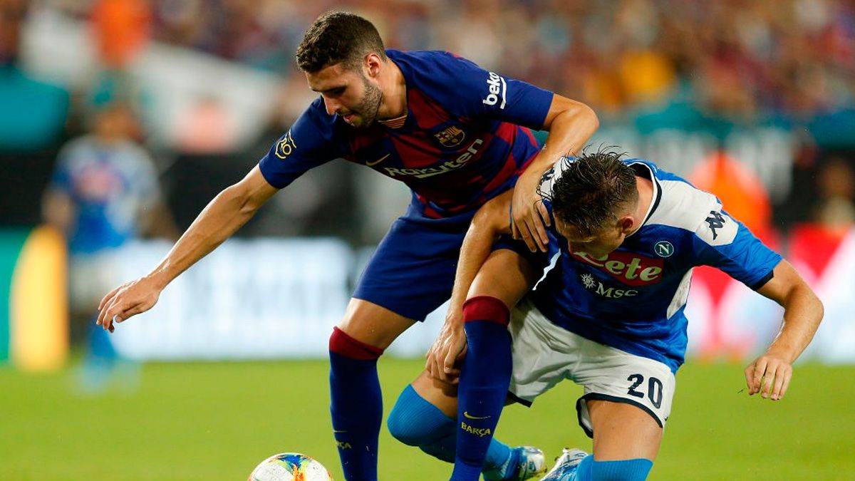 Abel Ruiz en un partido de pretemporada del Barça