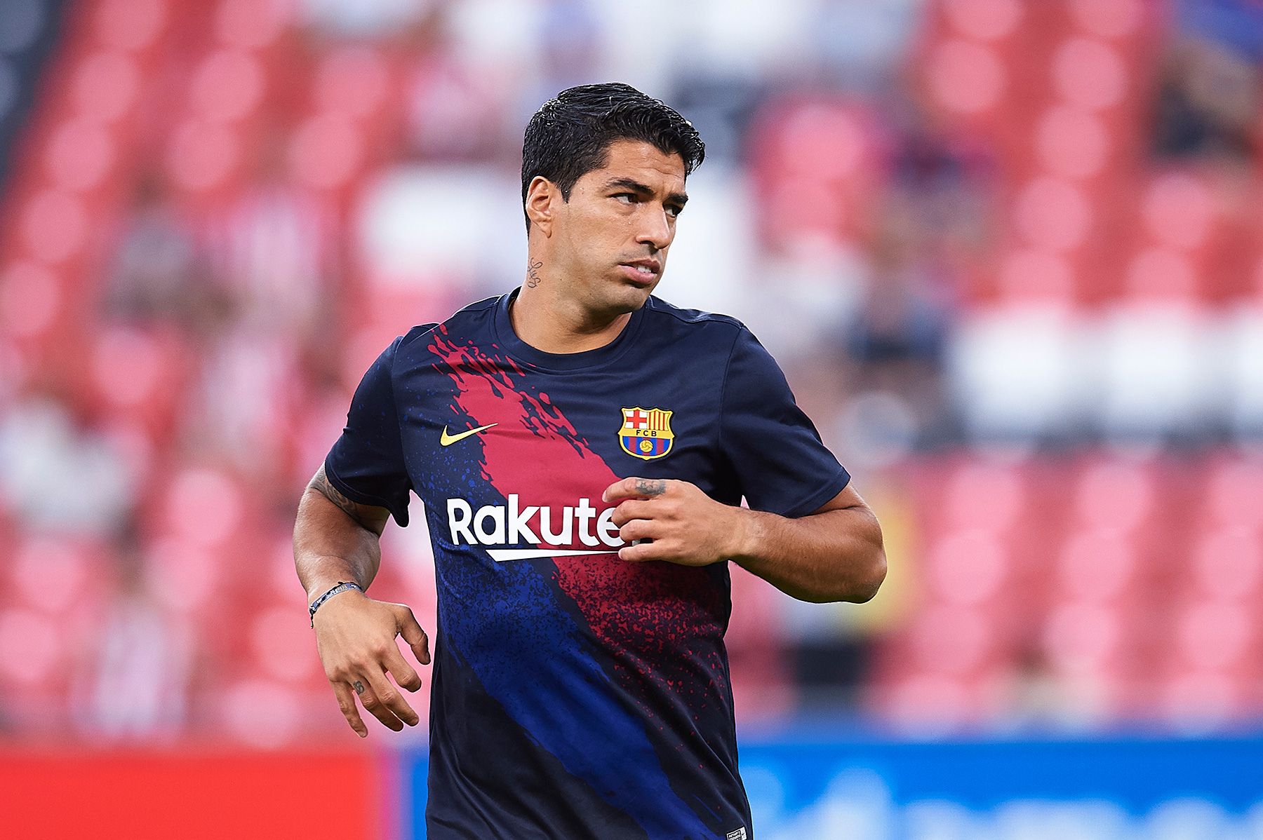 Luis Suarez in the warm up against Athletic