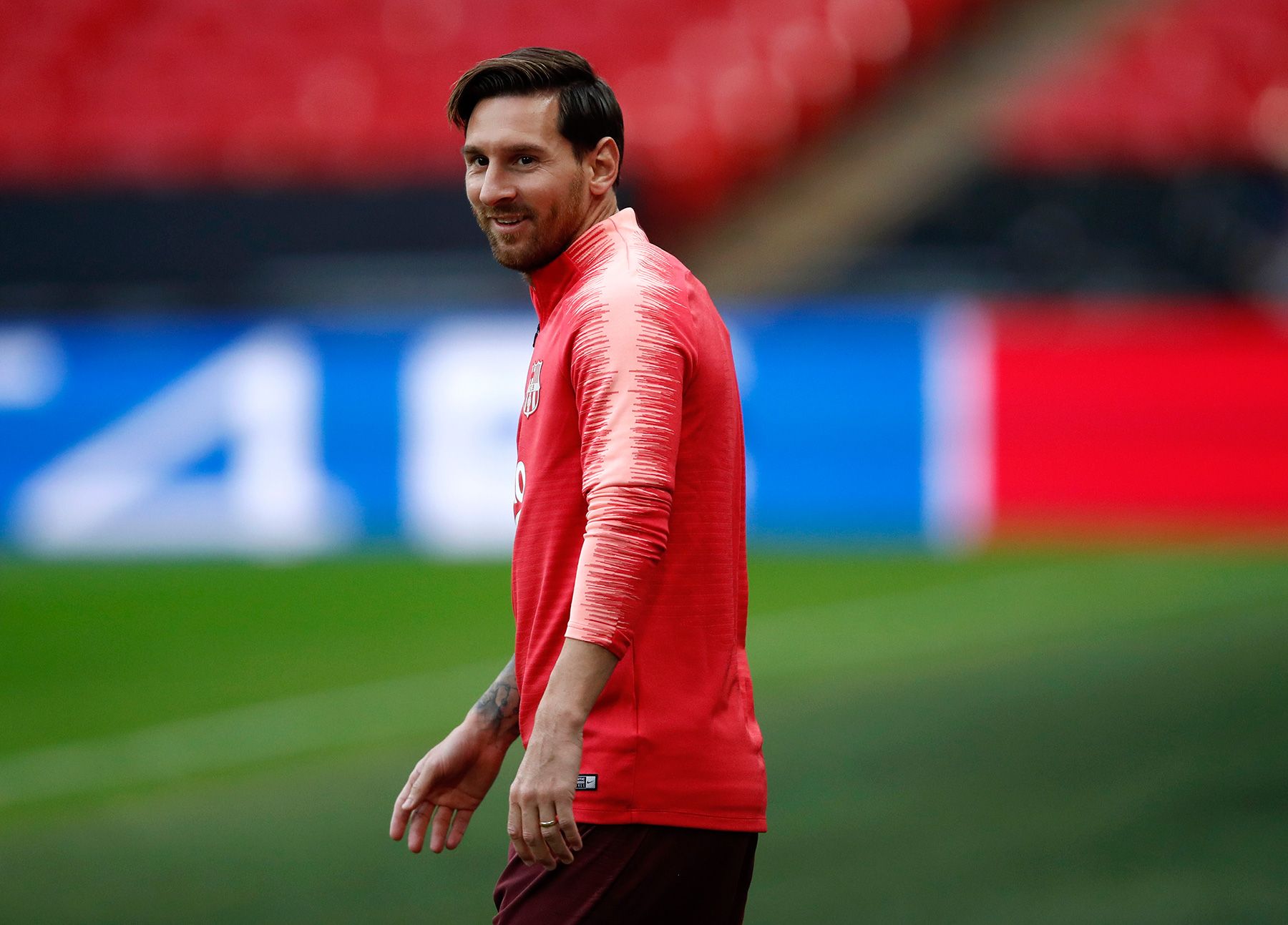 Leo Messi en un entrenamiento con el FC Barcelona