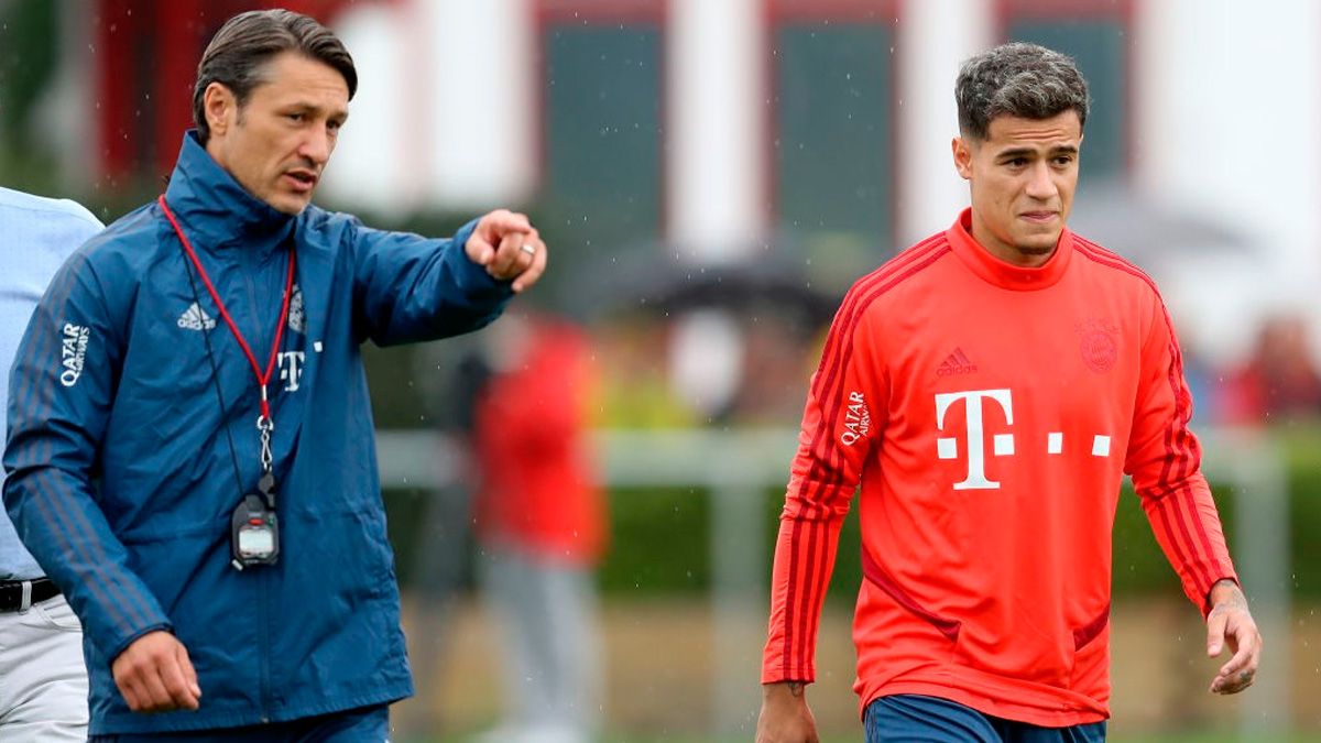 Philippe Coutinho in a training session of Bayern Munich