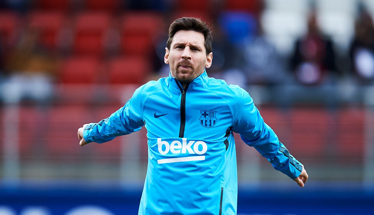 Leo Messi, warming before a match with Barça