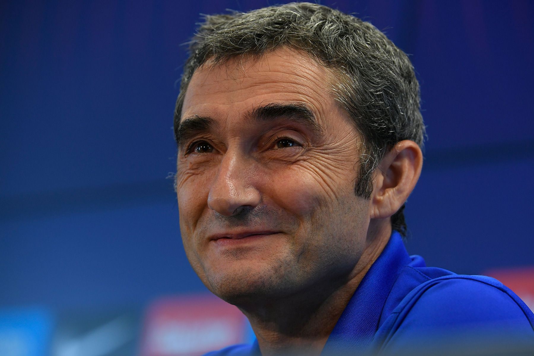 Ernesto Valverde in a press conference with the Barça