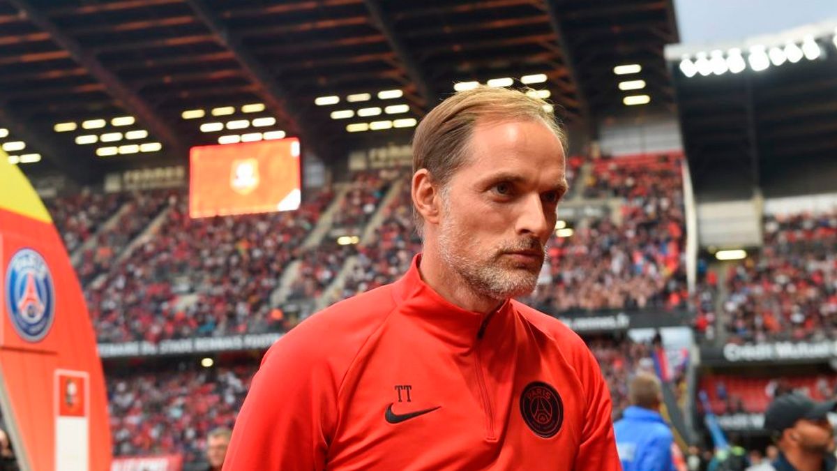 Thomas Tuchel in a match of PSG in the Ligue 1