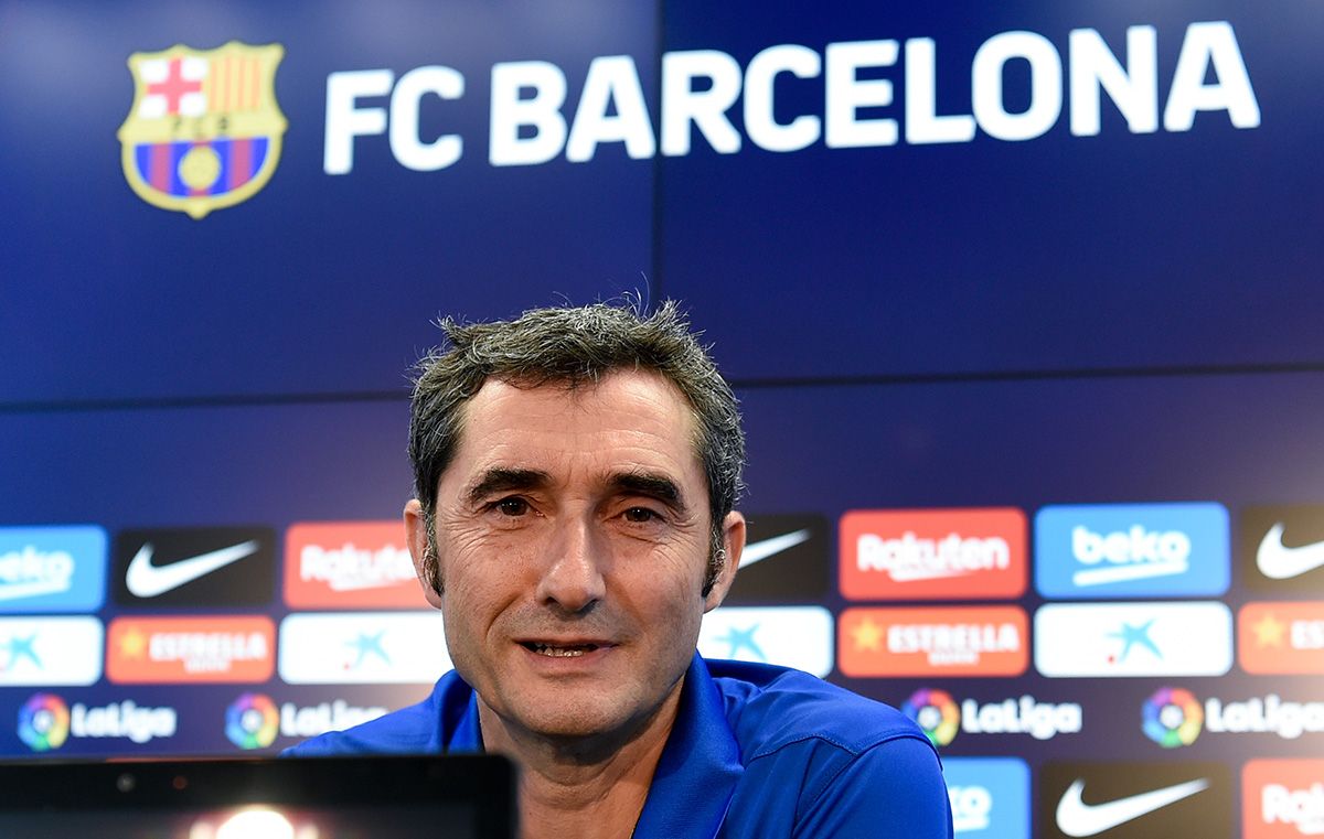 Ernesto Valverde, durante la rueda de prensa posterior al Barça-Betis