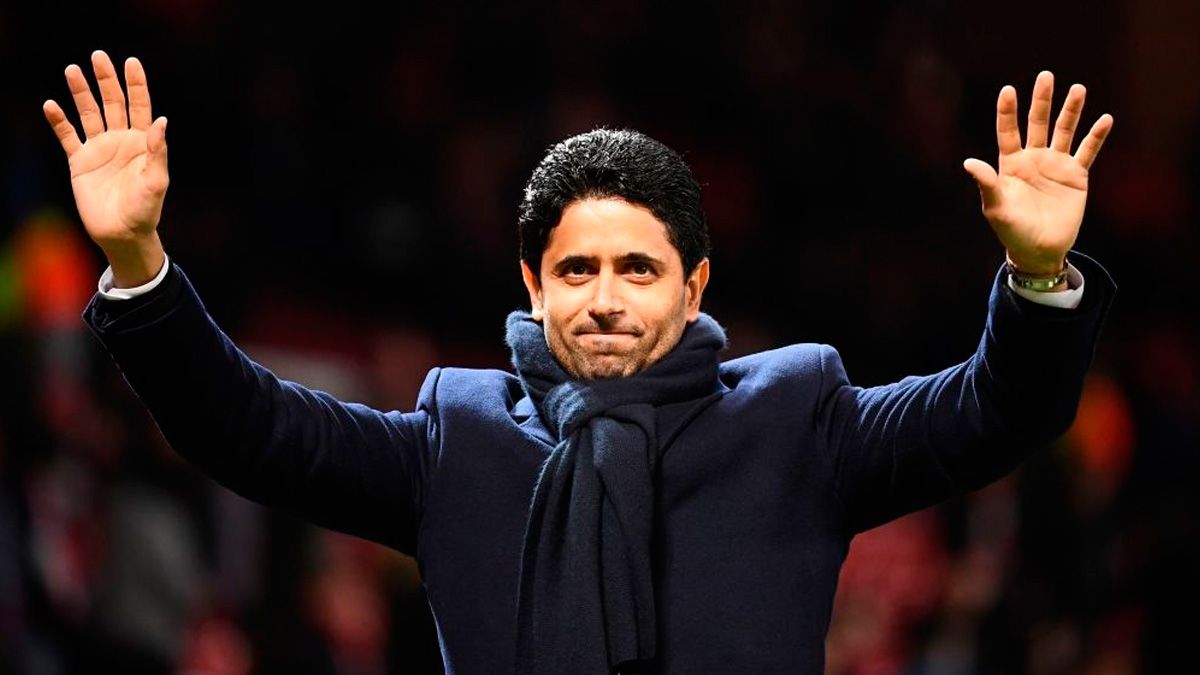 Nasser Al-Khelaïfi en un partido del PSG