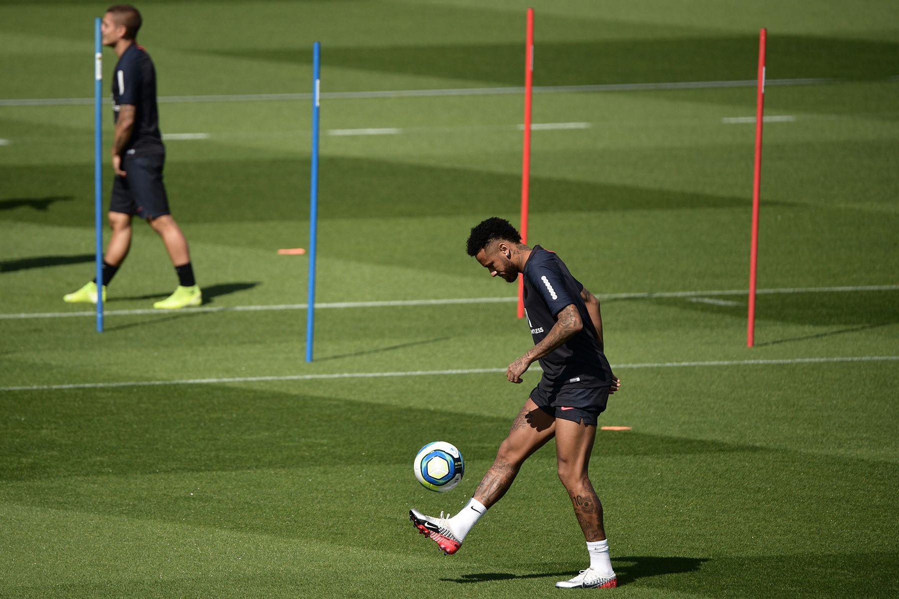 Neymar Giving touch to the ball in a training