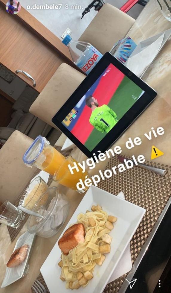 Dembélé compartió su comida en las redes sociales