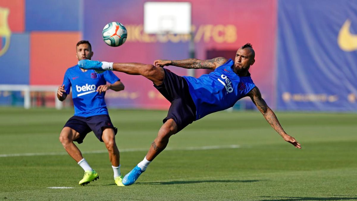 Arturo Vidal en un entrenamiento del Barça | FCB