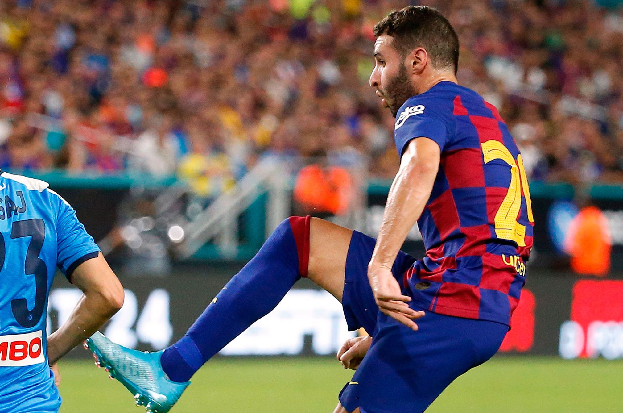 Abel Ruiz en un amistoso de pretemporada con el Barça