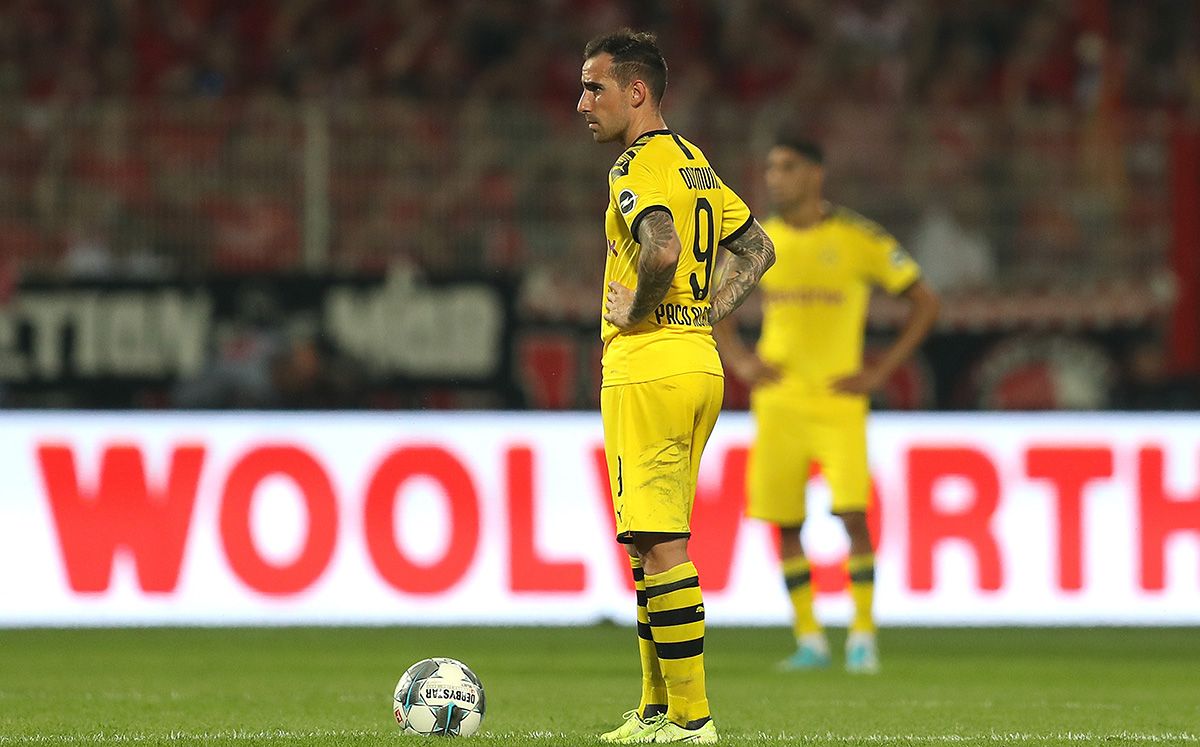 Paco Alcácer, during a match with the Borussia Dortmund