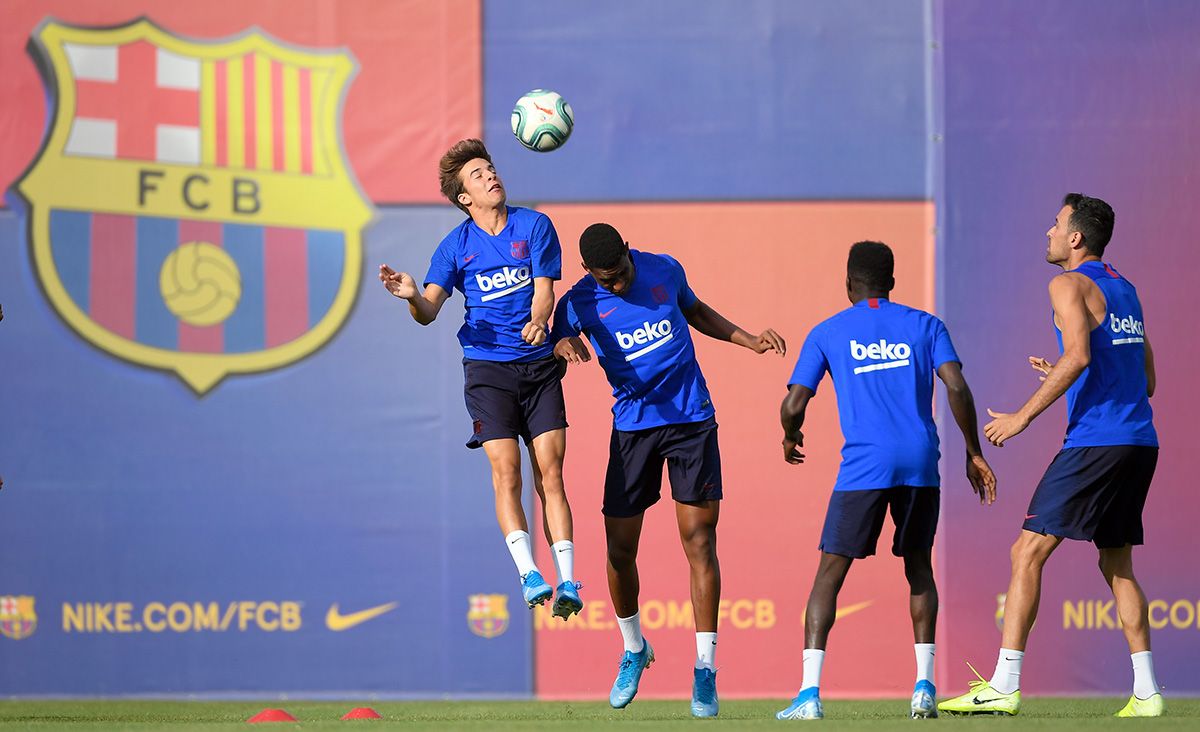 Riqui Puig, during a training with FC Barcelona