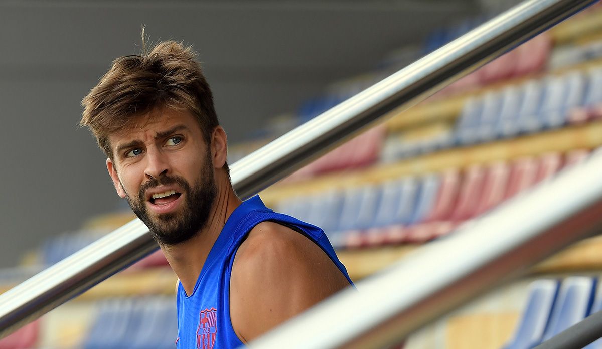 Gerard Piqué, during a training with FC Barcelona