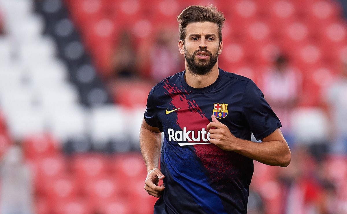 Gerard Piqué, during a warming with FC Barcelona