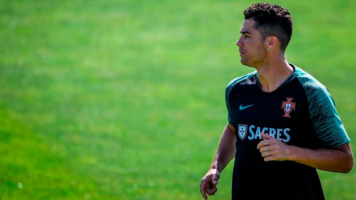 Cristiano Ronaldo in a training session with the Portugal national team