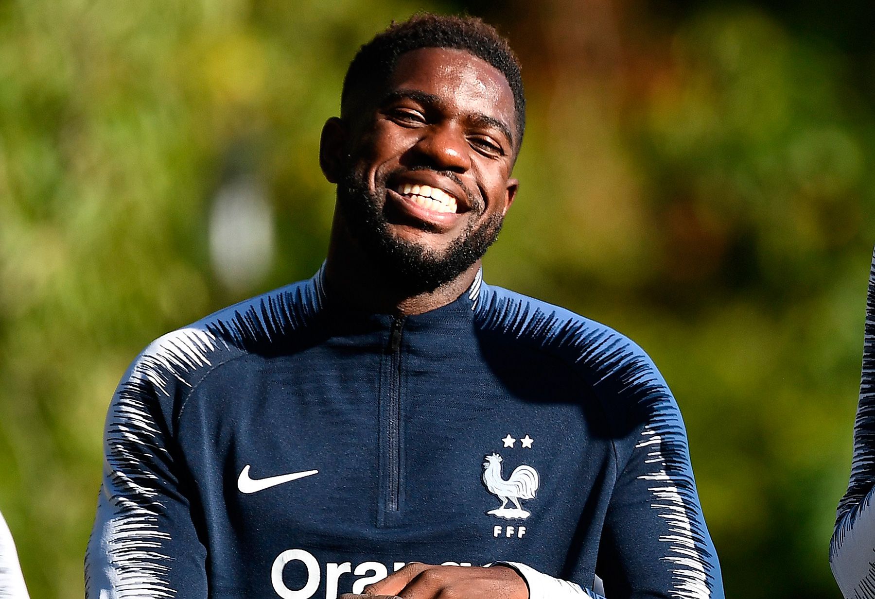 Samuel Umtiti in a training with France