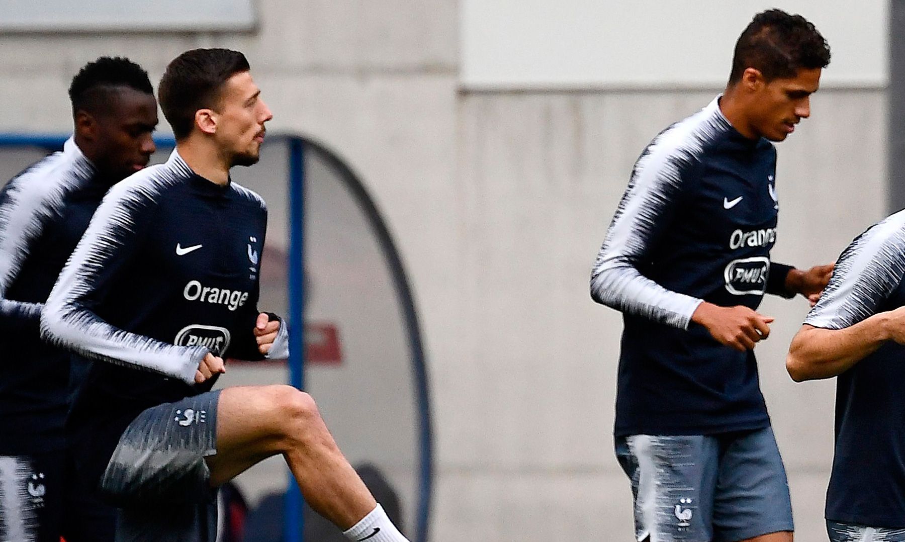 Varane And Lenglet in a training with France