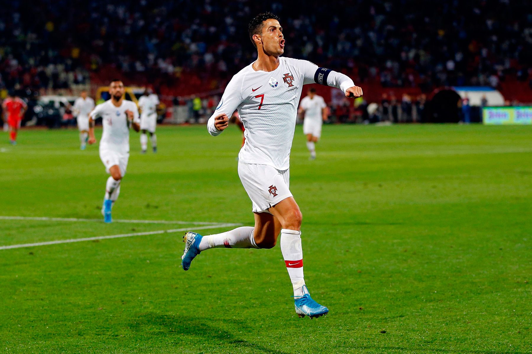 Cristiano Ronaldo celebrates a goal with Portugal