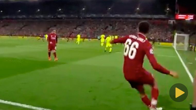 Trent Alexander-Arnold, kicking the corner that eliminated Barça in Anfield