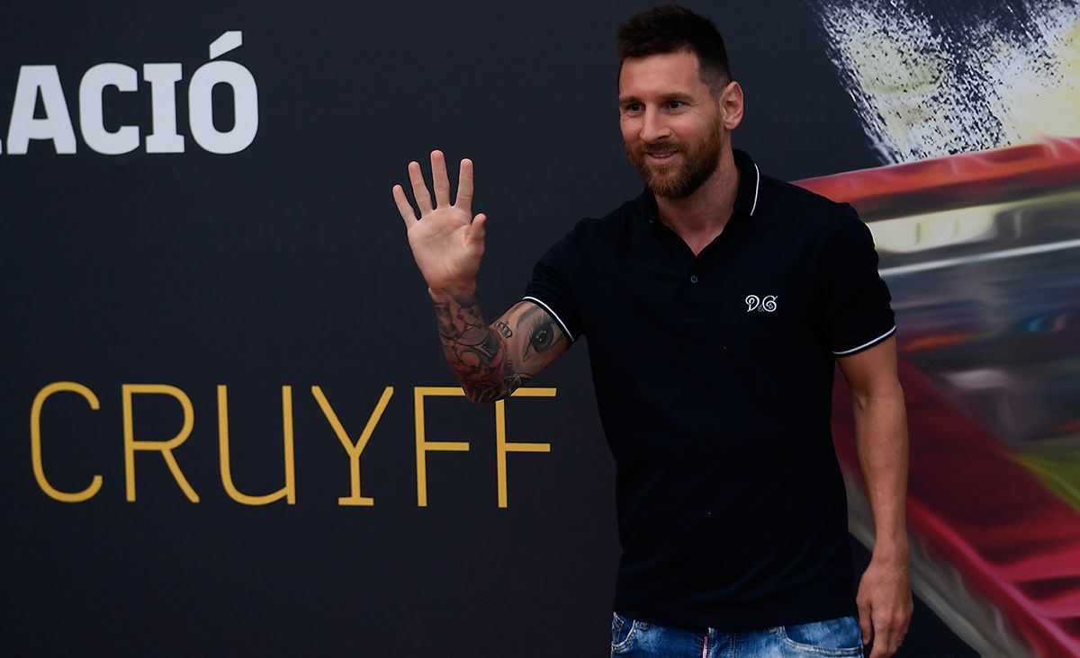 Leo Messi, asistiendo a un acto de la Fundación Cruyff