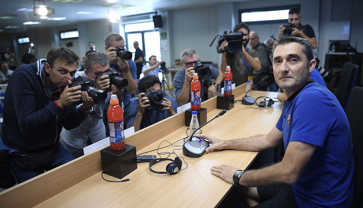 Ernesto Valverde, during a press conference in an image of archive