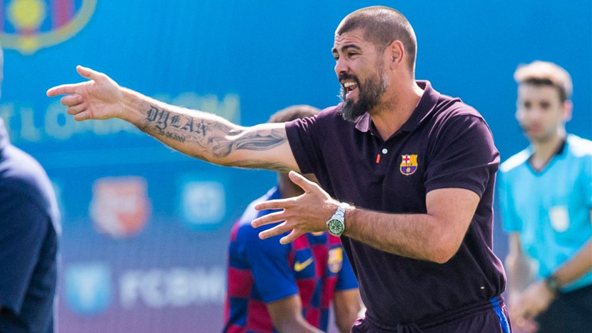 Víctor Valdés in a match with the youth team of Barça | FCB