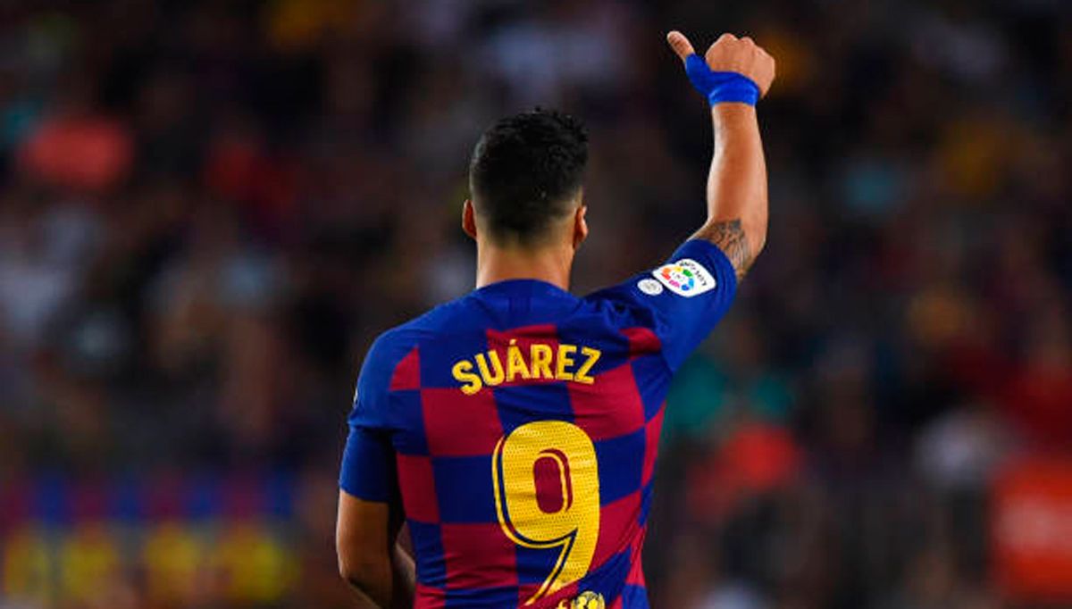 Luis Suárez, celebrando un gol contra el Valencia