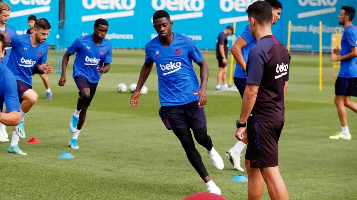 Ousmane Dembélé en un entrenamiento del Barça | FCB