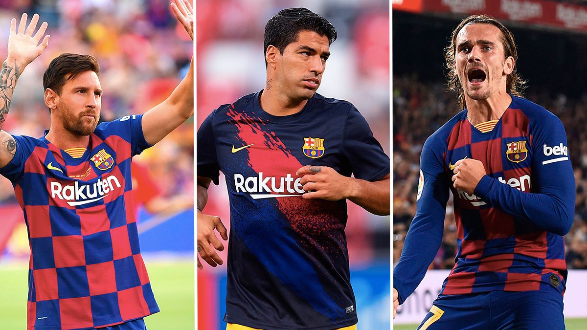 Leo Messi, Luis Suárez and Antoine Griezmann, together in the forward of Barça