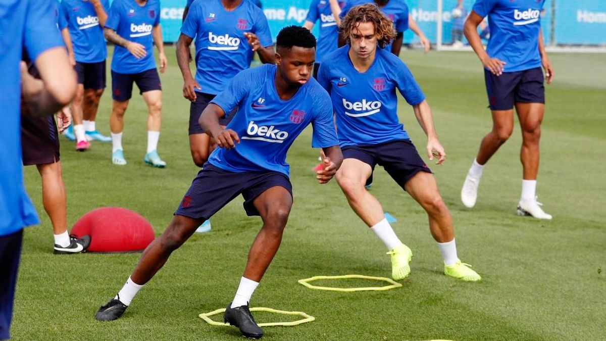 Ansu Fati in a training session of FC Barcelona | FCB