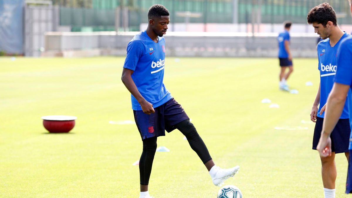 Ousmane Dembélé en un entrenamiento del Barça | FCB
