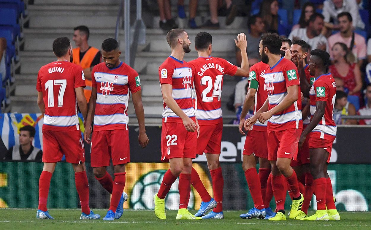 El Granada, celebrando un gol marcado esta temporada 2019-20