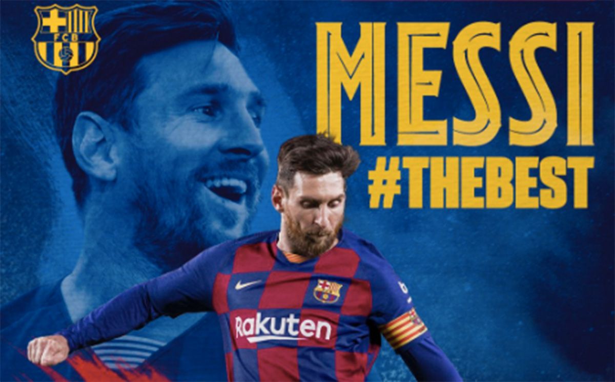 El FC Barcelona, celebrando el FIFA The Best 2019 conquistado por Leo Messi