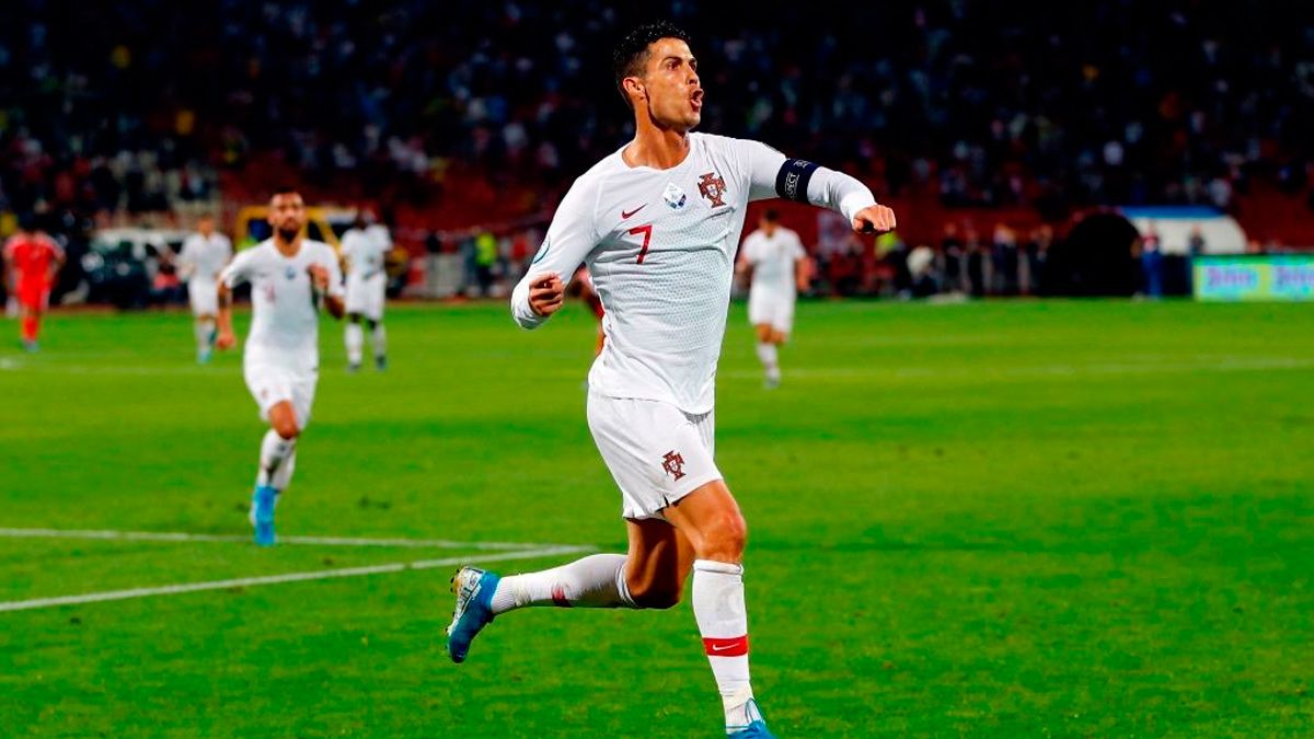 Cristiano Ronaldo celebrates a goal with the Portugal national team