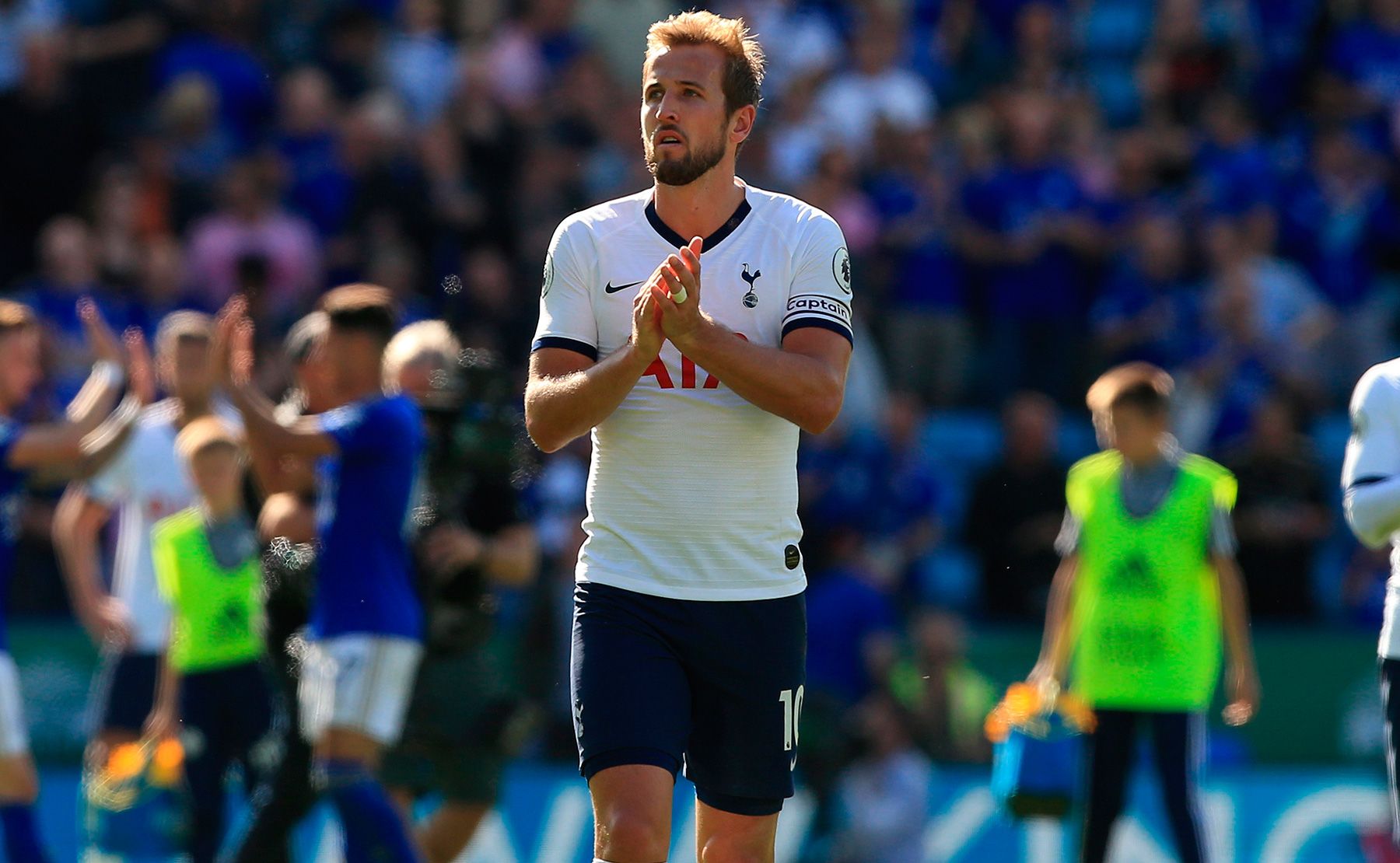 Harry Kane reacts after a match of Tottenham